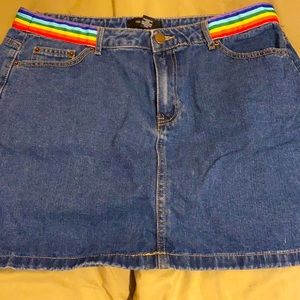 Rainbow Jean Skirt